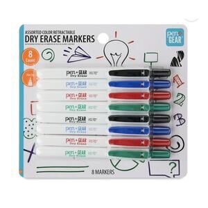 Pen+Gear Retractable Dry Erase Markers, Fine Tip, Assorted Colors, 8 Count